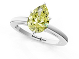 White gold Fancy Yellow Pear  Solitaire Diamond Engagement Ring with Four-Prong Setting on a Classic Band_4