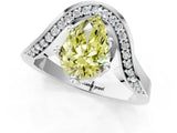 White gold Fancy Yellow Pear  Solitaire Diamond Engagement Ring with Pave Band and Four-Prong Setting 3