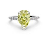 White gold Fancy Yellow Pear  Solitaire Diamond Engagement Ring with Pave Band and Six-Prong Setting_20