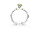 White gold Fancy Yellow Pear  Solitaire Diamond Engagement Ring with XO Engraved Band and Four-Prong Setting 4