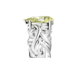 White gold Fancy Yellow Pear  Solitaire Diamond Leaf Vine Band with Prong Setting_64