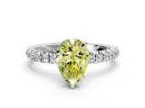White gold Fancy Yellow Pear  Solitaire Diamond Pavé Band with Four-Prong Setting_28
