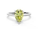 White gold Fancy Yellow Pear  Solitaire Diamond Ring with 4-Prong Setting on a Classic Band_3