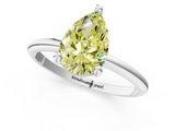 White gold Fancy Yellow Pear  Solitaire Diamond Ring with 4-Prong Setting on a Classic Band_4