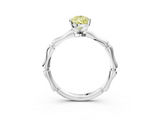 White gold Fancy Yellow Pear  Solitaire Diamond Ring with Bamboo Band and Four-Prong Setting_53