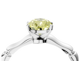 White gold Fancy Yellow Pear  Solitaire Diamond Ring with Bamboo Band and Four-Prong Setting_61