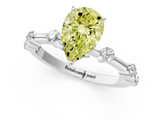 White gold Fancy Yellow Pear  Solitaire Diamond Ring with Bezel Set Side Stones and Prong Setting_4