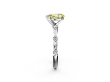 White gold Fancy Yellow Pear  Solitaire Diamond Ring with Bezel Set Side Stones and Prong Setting_5