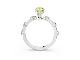 White gold Fancy Yellow Pear  Solitaire Diamond Ring with Bezel Set Side Stones and Prong Setting_6