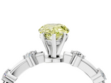 White gold Fancy Yellow Pear  Solitaire Diamond Ring with Bezel Set Side Stones and Prong Setting_7