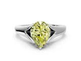 White gold Fancy Yellow Pear  Solitaire Diamond Ring with Cathedral Band and Four-Prong Setting_66
