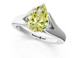 White gold Fancy Yellow Pear  Solitaire Diamond Ring with Cathedral Band and Four-Prong Setting_67