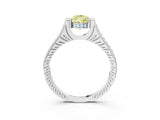 White gold Fancy Yellow Pear  Solitaire Diamond Ring with Channel Set Band and Bezel Prong Setting_60