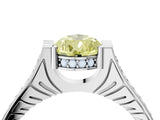 White gold Fancy Yellow Pear  Solitaire Diamond Ring with Channel Set Band and Bezel Prong Setting_60
