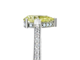 White gold Fancy Yellow Pear  Solitaire Diamond Ring with Channel Set Band and Bezel Prong Setting_62