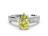 White gold Fancy Yellow Pear  Solitaire Diamond Ring with Channel-Set Band and Four-Prong Setting_3