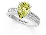 White gold Fancy Yellow Pear  Solitaire Diamond Ring with Channel-Set Band and Four-Prong Setting_4
