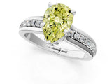 White gold Fancy Yellow Pear  Solitaire Diamond Ring with Channel Set Band and Six-Prong Setting_49