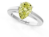 White gold Fancy Yellow Pear  Solitaire Diamond Ring with Four-Prong Setting and Classic Band_4
