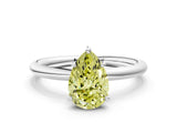 White gold Fancy Yellow Pear  Solitaire Diamond Ring with Four-Prong Setting on a Plain Band_32
