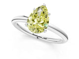 White gold Fancy Yellow Pear  Solitaire Diamond Ring with Four-Prong Setting on a Plain Band_33