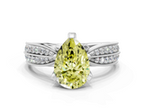 White gold Fancy Yellow Pear  Solitaire Diamond Ring with Milgrain Pavé Band and Four-Prong Setting_19