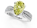 White gold Fancy Yellow Pear  Solitaire Diamond Ring with Milgrain Pavé Band and Four-Prong Setting_26