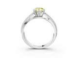 White gold Fancy Yellow Pear  Solitaire Diamond Ring with Milgrain Pavé Band and Four-Prong Setting_28