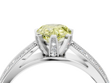 White gold Fancy Yellow Pear  Solitaire Diamond Ring with Milgrain Pavé Band and Four-Prong Setting_29