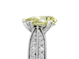 White gold Fancy Yellow Pear  Solitaire Diamond Ring with Milgrain Pavé Band and Four-Prong Setting_30