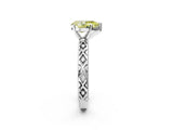 White gold Fancy Yellow Pear  Solitaire Diamond Ring with Milgrain and Black Enamel X Pattern Band_171