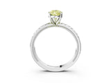 White gold Fancy Yellow Pear  Solitaire Diamond Ring with Milgrain and Black Enamel X Pattern Band_172