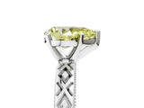 White gold Fancy Yellow Pear  Solitaire Diamond Ring with Milgrain and Black Enamel X Pattern Band_177