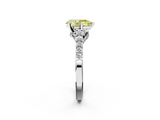 White gold Fancy Yellow Pear  Solitaire Diamond Ring with Pavé Band and Four-Prong Setting_106