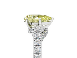 White gold Fancy Yellow Pear  Solitaire Diamond Ring with Pavé Band and Four-Prong Setting_109