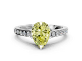 White gold Fancy Yellow Pear  Solitaire Diamond Ring with Pavé Band and Four-Prong Setting_115