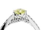 White gold Fancy Yellow Pear  Solitaire Diamond Ring with Pavé Band and Four-Prong Setting_119