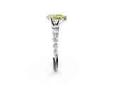 White gold Fancy Yellow Pear  Solitaire Diamond Ring with Pave Band and Four-Prong Setting_214