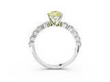 White gold Fancy Yellow Pear  Solitaire Diamond Ring with Pave Band and Four-Prong Setting_215