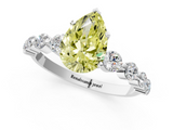 White gold Fancy Yellow Pear  Solitaire Diamond Ring with Pave Band and Four-Prong Setting_216