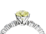 White gold Fancy Yellow Pear  Solitaire Diamond Ring with Pave Band and Four-Prong Setting_216