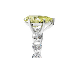 White gold Fancy Yellow Pear  Solitaire Diamond Ring with Pave Band and Four-Prong Setting_217