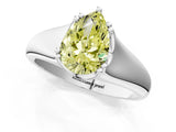 White gold Fancy Yellow Pear  Solitaire Diamond Ring with Six-Prong Cathedral Setting_33