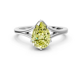 White gold Fancy Yellow Pear  Solitaire Diamond Ring with Six-Prong Setting and Tapered Band_17