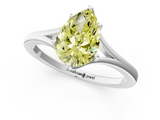 White gold Fancy Yellow Pear  Solitaire Diamond Ring with Six-Prong Setting and Tapered Band_18