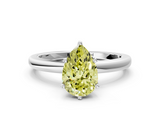 White gold Fancy Yellow Pear  Solitaire Diamond Ring with Six-Prong Setting on a Classic Band_3