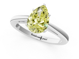 White gold Fancy Yellow Pear  Solitaire Diamond Ring with Split Shank and Four-Prong Setting_21