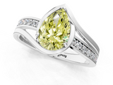 White gold Fancy Yellow Pear  Solitaire Diamond Ring with Split Shank and Prong Setting_37