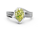 White gold Fancy Yellow Pear  Solitaire Diamond Ring with Split Shank and Prong Setting_41
