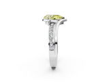 White gold Fancy Yellow Pear  Solitaire Diamond Ring with Split Shank and Prong Setting_43